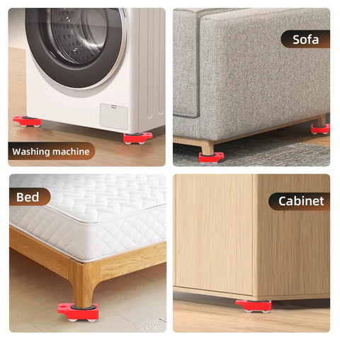 HQO LOVL Furniture Glider Kit with Four Carbon Steel Slides for Sofa Fridge Moving - Easy Lifter Tool Set used under sofa and washing machine.