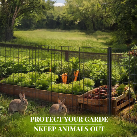 Heavy Duty Galvanized Welded Wire Fence Roll 24 By 50 Feet 2X4 Inch Steel Mesh secure garden beds from rabbits.