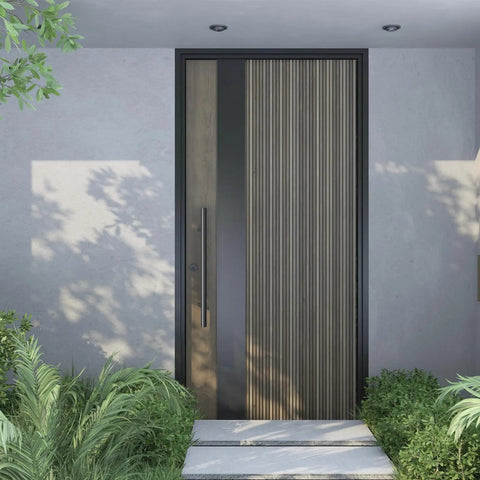 Offset Push Pull Door Handle 1200mm 48 Inches Double Sided Ladder Style 304 Stainless Steel Matte Black Finish Built To Last Rugged And Rustproof With Comfortable Ergonomic Grip For Indoor Or Outdoor Doors. on modern outdoor entry door
