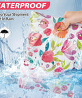 Hand holding a waterproof 6x9 floral poly mailer demonstrating durability under water spray, Durable 6x9 Floral Poly Mailers 100 Pack For Shipping Waterproof Tear Resistant Mailing Bags Easy Seal Envelopes For Small Biz Lightweight Packaging Bags That Stand Up To Rough Transit