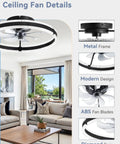 Top Tier 20 Inch Low Profile Ceiling Fan With Slick Dimmable Light And Wireless Remote Control Delivering Chill Six Speed Airflow For Cozy Master Bedrooms Modern Flush Mount Fixture In Matte Black with modern design and metal frame.