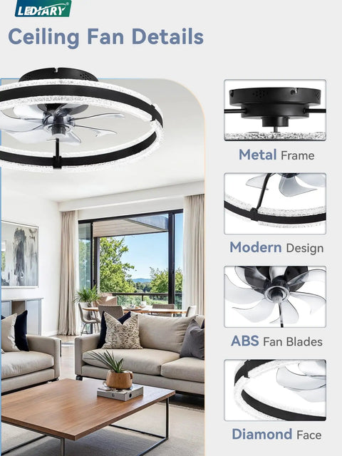 Top Tier 20 Inch Low Profile Ceiling Fan With Slick Dimmable Light And Wireless Remote Control Delivering Chill Six Speed Airflow For Cozy Master Bedrooms Modern Flush Mount Fixture In Matte Black with modern design and metal frame.