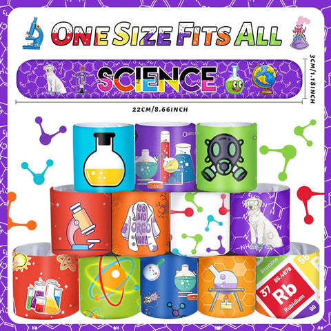 Display of 48 Piece Epic Science Slap Bracelets Party Favors Set For Science Week Classroom Fun Chemistry Biology Physics Lab Decor