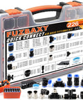 Top Notch 226Pcs Push Connect Air Fittings Kit With Nickel Plated Brass NPT And Metric Cross Adapters For Universal Pneumatic Tool Hookup In The Garage Or Shop, case