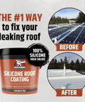 Smooth Operator Silicone Roof Coating And Killer UV Reflective Sealant For Flat Or Sloped Surfaces Workhorse White Flexible Membrane before and after application example.