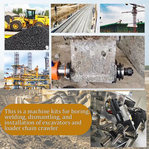 No Bull Heavy Duty 110 Volt Portable Line Boring And Welding Machine Kit With Crawler Pin Dismantler And 100 Ton Hydraulic Track Pin Press For Excavator Chain Fixes with detailed components.