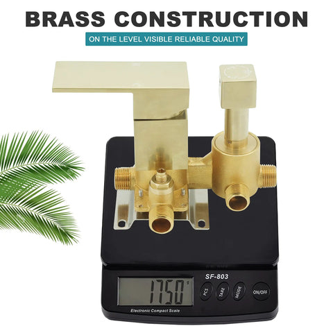 Brushed Gold 3 Way Shower Valve Kit With Concealed Brass Diverter And Flow Control Three Outlet Mixer on a scale