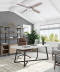 Memphis 52 Inch Contemporary Indoor LED Ceiling Fan With Light Pull Chain Dual Mounting Options And Reversible Motor, modern office