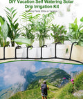 Smart Drip Irrigation System For 15 Pots With Solar And USB C Dual Charging setup watering indoor plants