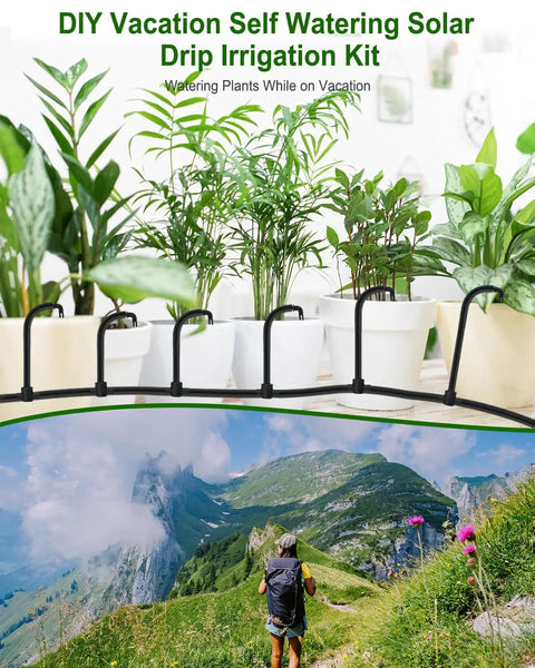 Smart Drip Irrigation System For 15 Pots With Solar And USB C Dual Charging setup watering indoor plants