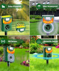 Solar Powered Ultrasonic Animal Repeller With Pir Motion Sensor, Yard Deterrent For Cats, Dogs, Birds, Rabbits, Skunks, Squirrels And Deer, 180 Degree Coverage Up To 26 Feet, Flaming Eye Alarm, Weatherproof Outdoor Pest Deterrent in garden