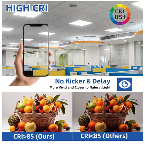 Set Of Four 2x2 LED Flat Panel Lights For Office Ceiling, 45W 5800 LM Drop Ceiling Troffer, 5000K Cool White, Dimmable 0 To 10V display.