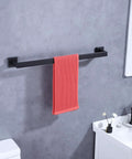 2 Pack Matte Black 24 Inch Stainless Steel Bathroom Towel Bar Set Wall Mount Towel Rack Hanger with red towel