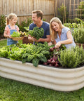 Family gardening with Galvanized Raised Garden Bed Kit For Outdoor Use Metal Planter Boxes 4x2x1 ft Weatherproof Raised Beds