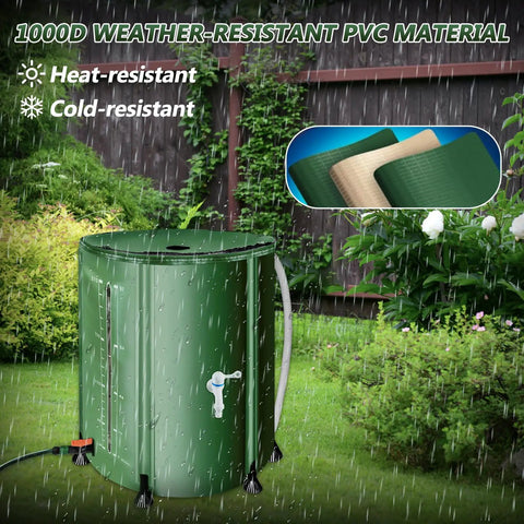 100 Gallon Collapsible Rain Barrel With Water Level Indicator For Easy Garden Watering And Farm Irrigation in rain