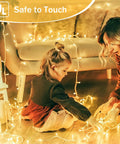 Mother and child decorating with Connectable 200 LED String Lights Indoor Outdoor with Timer, 66ft Warm White Fairy Lights in Clear Wire