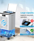 Portable Windowless Air Conditioner 3 In 1 Swamp Cooler with 2 Gallon Water Tank shown in home setting with open lid.