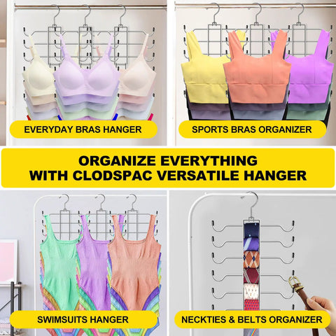 Metal Tank Top Hangers 2 Pack Swivel Closet Organizer Vertical Bra Camisole Rack With Smart Wardrobe Space Saving Design holding bras and swimsuits