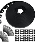 Black 315 Ft Landscape Edging Border Kit With 2 Inch Tall Edging, 168 Spikes And 48 Connectors for garden installation.