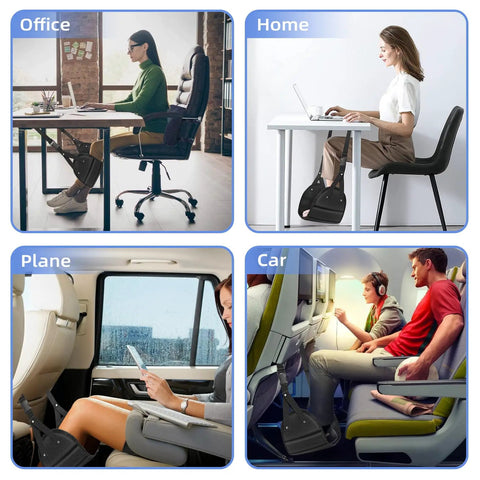 Adjustable Memory Foam Airplane Foot Hammock Rest For Long Flights Under Seat Leg Support in office, home, plane, and car