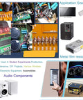Collage of electronic components showing 56 Value 1W Carbon Film Resistor Kit For DIY Electronics Projects and applications.
