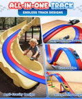 Child playing with Double Sided Flexible Race Track With Strong Suction Cups For Wall Or Window Use 1 64th Diecast Cars