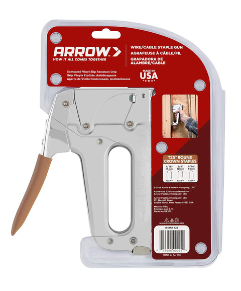 Heavy Duty Staple Gun For Low Voltage Cables And Wires Up To 1/4-Inch Diameter Pro Grade For Alarm Systems, Thermostats Packaging