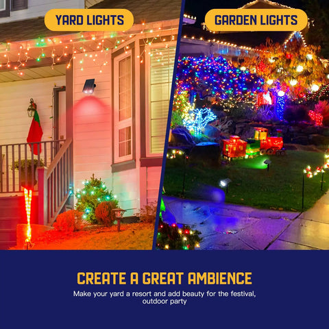 Solar Color Spotlight 2 Pack With 9 Lighting Modes And 38 LEDs RGBW Multicolor Waterproof Outdoor Lights for yard and garden decor