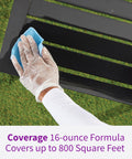 Hand applying Outdoor Restorer For Vinyl, Plastic, Stone And Metal That Deeply Penetrates Faded Weathered Surfaces, 16oz on furniture