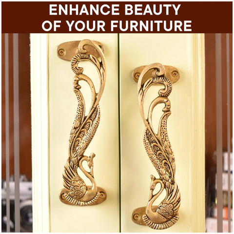 peacock decorative brass door handles in antique finish enhancing furniture elegance