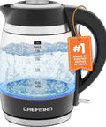 Fast 1.8L Electric Kettle 1500W For Quick Boil Tea Coffee with borosilicate glass, stainless steel filter, and removable lid.