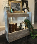 Real Reclaimed Barnwood Tote Carry All Planter Box For Indoor And Outdoor Farmhouse Decor Accent with decorative items