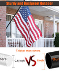 Image showing Six Foot Black Stainless Steel Flag Pole Kit With 360 Degree Anti Wrap Ring on porch, compared thickness.