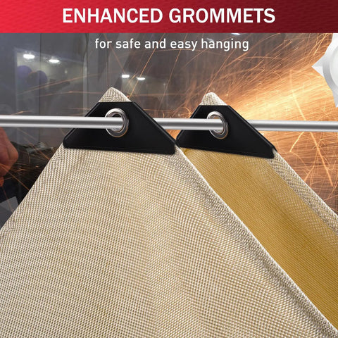 Close-up of Two Pack 4x6 Ft Welding Blankets with enhanced grommets, Beefy Heavy Duty Fiberglass Heat Resistant Fabric