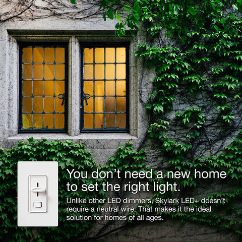Flicker Free LED Dimmer Switch For Dimmable LED Halogen And Incandescent Bulbs 150W Single Pole Or 3 Way White SCL 153P WH
