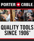 Three images showing power tools under 'Porter Cable' logo with 'Quality Tools Since 1906' text.