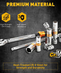 All In One Pro Grade Spark Plug Socket Set With Three Eighths Inch Drive Magnetic Swivel Sockets And Torque Wrench, CR-V steel display