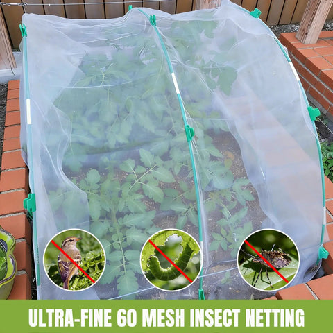 All In One Garden Netting Kit With 36 Fiberglass Hoops And 30 Connectors For A 10x20 Ft Ultra Fine Mesh Insect Barrier over raised plants