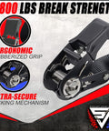 Heavy Duty Ratchet Tie Down Straps 4 Pack, 1 Inch By 15 Feet, 1,823 Pounds Break Strength, ergonomic grip, locking mechanism