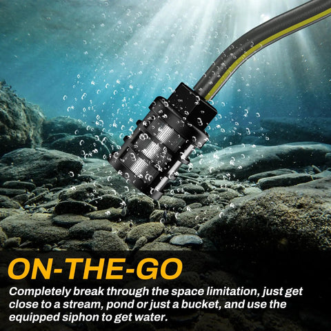 Cordless Portable Washer With Brushless Motor Compatible With DeWalt 20V Max Battery submerged in water, siphon feature