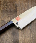 Natural Magnolia Wood Saya Cover For Deba 7 Inch Knife Ho No Ki Japanese Magnolia Sheath With Safety Pin on wooden surface