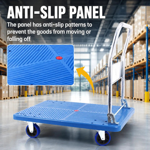 Heavy Duty Foldable Push Cart Dolly, 660 Lbs Moving Platform Truck with anti-slip panel for secure load transport.