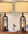 Farmhouse Style Table Lamps Set Of 2, 28 Inch Tall, 3 Way Dimmable Touch Lamps With Dual USB Ports, Nightstand Bedside Lighting