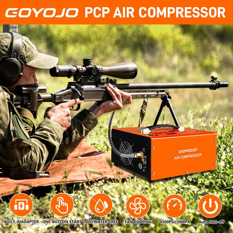4500 PSI PCP Air Compressor For Airguns And Paintball Tanks With Fast Fill And Auto Shut Off Dual Power 12V DC Or 120V AC with hunter