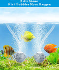 Solar Pond Aerator With 2200mAh Battery Backup, 3 Mode Solar Air Pump for Pond, two air stones releasing bubbles in aquarium
