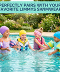 Kids in pool wearing Kids Swim Vest With Integrated Foam Panel For Toddlers And Kids CE Certified Flotation Aid Secure Double Zip