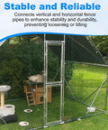 Outdoor dog kennel with Six Pack End Rail Clamps For 1-3/8 Inch Pipe Galvanized Steel T Clamps For Chain Link Fence Parts Handrails And Dog Kennels Includes Bolts And Nuts Heavy Duty Rust Resistant Built To Last Outdoor Fence Connection.
