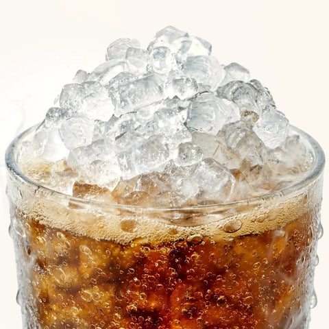 Chewable Cafe Style Nugget Ice Maker For Home And Office And RV 33 Lb Per Day Countertop Machine ice in a glass of soda