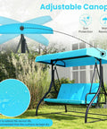 Three Seat Outdoor Porch Swing 2 In 1 Swing Glider With Adjustable Canopy Weatherproof Fabric Removable Cushions