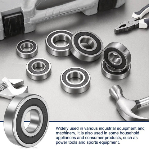 Deep Groove Ball Bearing 28x52x12mm, Chrome Steel, Double Rubber Sealed, ABEC 5 Precision, various sizes for industrial use.